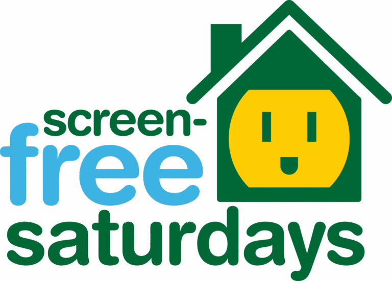 Logo stating "Screen-Free Saturdays"