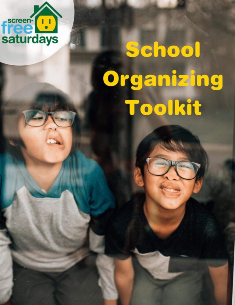 Two kids smiling, promoting a school organizing toolkit.