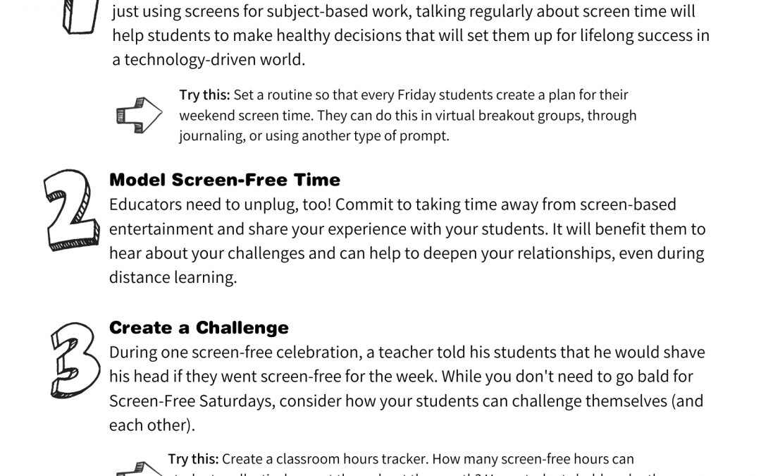 Talking to Your Students About Screen-Free Saturdays