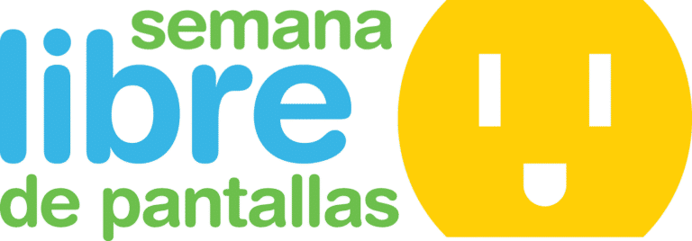 Logo with green and blue text and a yellow curved shape.