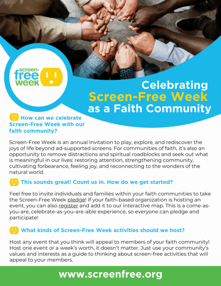 Celebrating Screen-Free Week as a faith community with families connecting without screens.