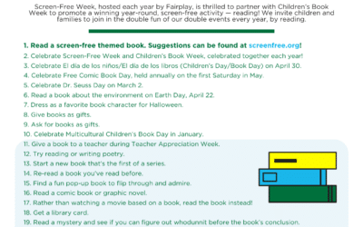 List of 10 screen-free reading activities for kids and families.