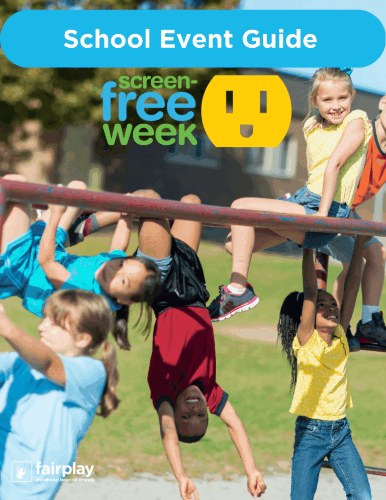 School organizers guide cover, with children swinging from playground