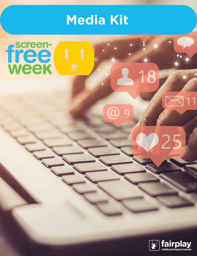 Person typing on a keyboard with social media icons floating around.