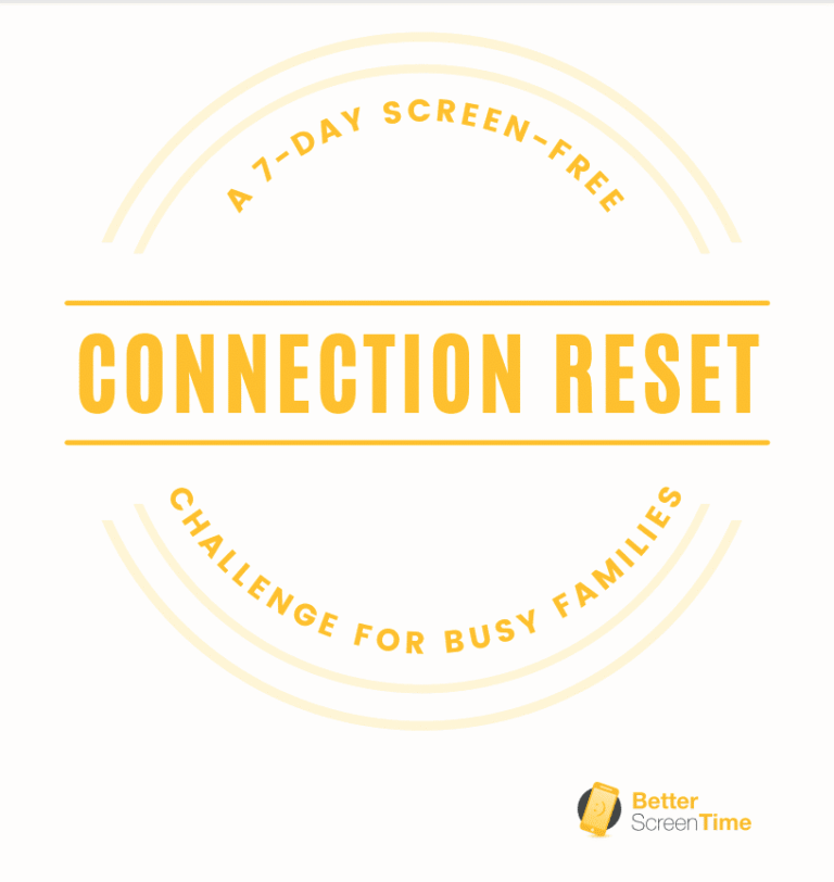 Logo for a 7-day screen-free family challenge called Connection Reset.