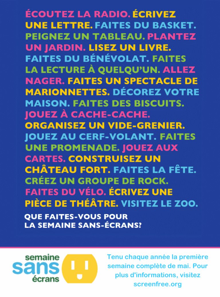 A colorful list of summer activities in French.